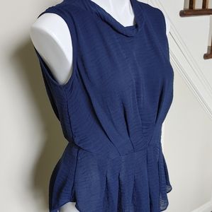 Rebecca Taylor Navy open back peplum top blouse 8